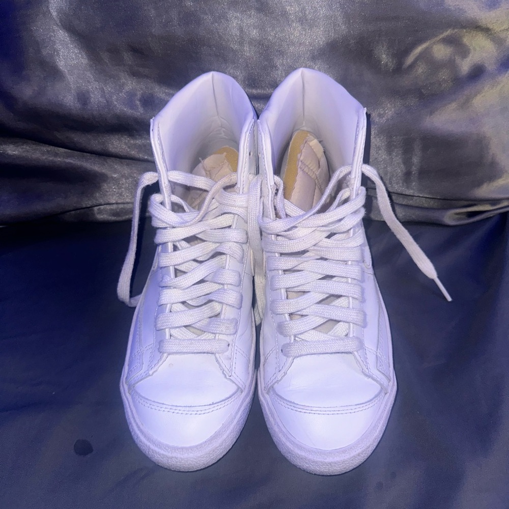 All White Nike High Top Blazers
